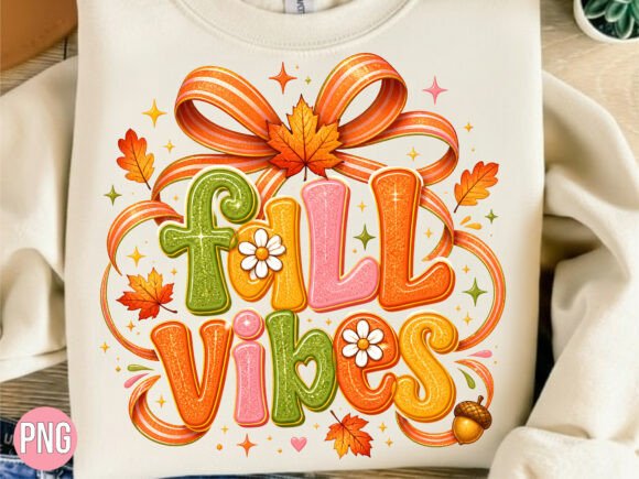 Download Retro Fall Vibes Glitter Bow Maple PNG - Glitter Collection