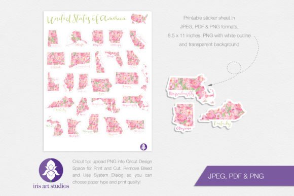 Download USA Stickers, Printable Floral America - Premium Resources