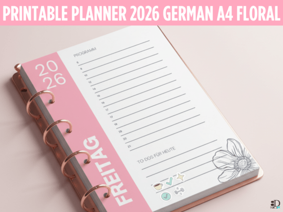 Download German Planner 2026 Printable Floral A4 - Printable floral Collection