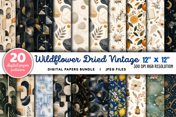 Download Wildflower Dried Vintage Flower Patterns - Premium Bundle