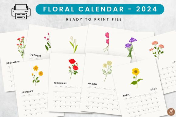 Download Printable Floral 2024 Calendar PDF - Printable floral Collection