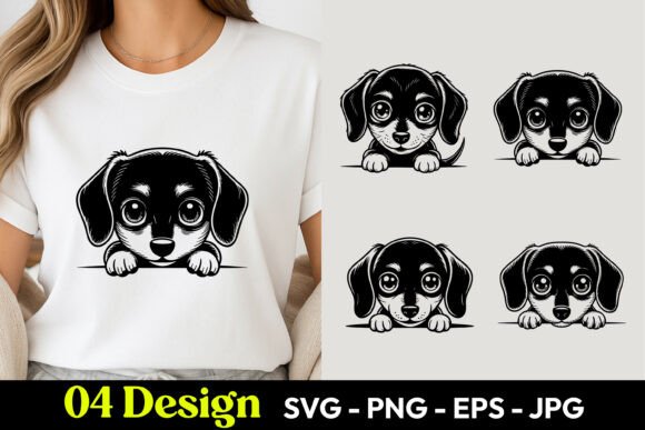 Download Cute Dachshund Peeking TShirt SVG PNG - Tshirt svg Collection