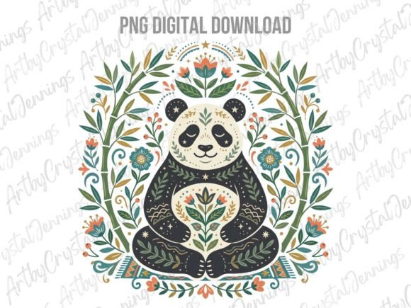 Download Whimsical Boho Folk Art Panda PNG - Panda png Collection
