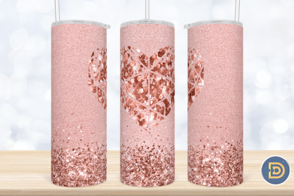 Download Rose Gold Heart Glitter Tumbler Wrap - Glitter Collection