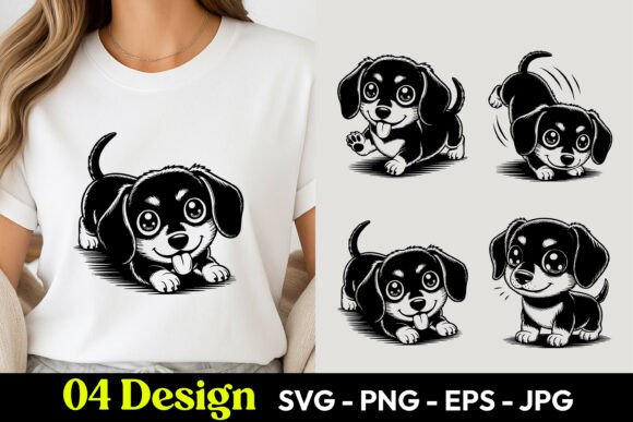 Download Cute Dachshund Puppy TShirt SVG PNG - Tshirt svg Collection