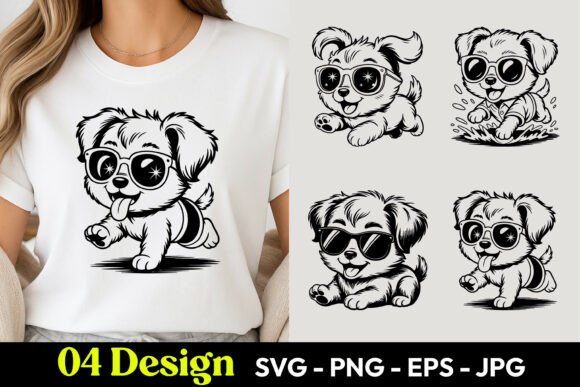 Download Cute Puppy Sunglasses TShirt SVG PNG - Tshirt svg Collection